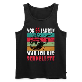 Vor 55 Jahren war ich mal der Schnellste 55. - Männer Premium Bio Tank Top - Schwarz - Vorne - Michal (187cm)