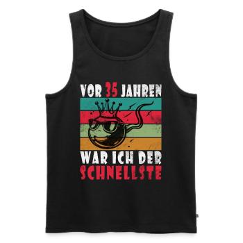 Vor 35 Jahren war ich mal der Schnellste 35. - Männer Premium Bio Tank Top - Schwarz - Vorne - Michal (187cm)