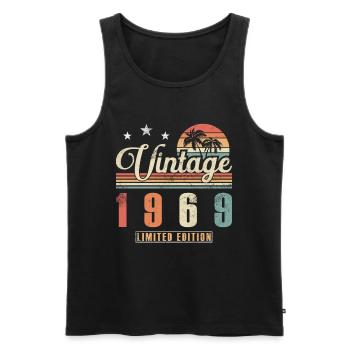 Millésime 1969 Année de naissance Vintage Anniversaire - Débardeur bio Premium Homme - noir - Devant - Michal (187cm)