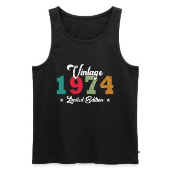 Original 1974 Vintage - 1974 Birthday Gift - Men's Premium Organic Tank Top - black - Front - AI Model Male 178 light (178cm)