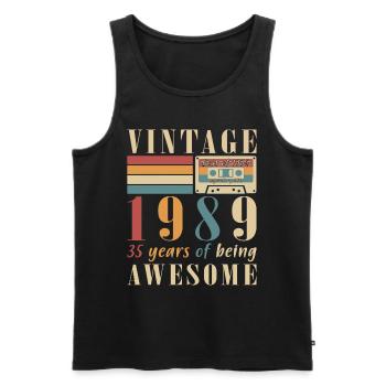Original 1989 Millésime | Cadeau d’anniversaire 1989 - Débardeur bio Premium Homme - noir - Devant - Michal (187cm)