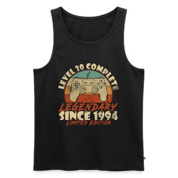 30 Geburtstag Gamer Level 30 completed Vintage - Männer Premium Bio Tank Top - Schwarz - Vorne - Michal (187cm)