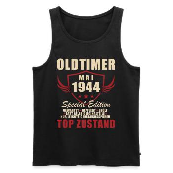 80e anniversaire homme Vintage Mai Vintage 1944 - Débardeur bio Premium Homme - noir - Devant - AI Model Male 178 light (178cm)