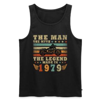 1979 Vintage homme mythe légende moto - Débardeur bio Premium Homme - noir - Devant - Michal (187cm)