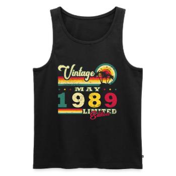 Mai 1989 Geburtstagsgeschenk Mai 1989 Mai - Männer Premium Bio Tank Top - Schwarz - Vorne - Michal (187cm)