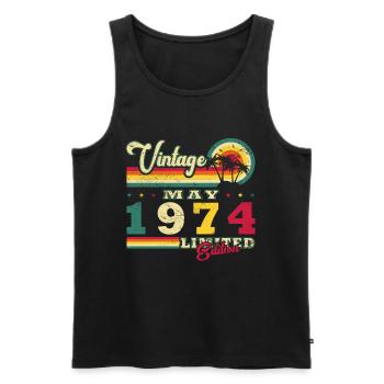 Mai 1974 Geburtstagsgeschenk Mai 1974 Mai - Männer Premium Bio Tank Top - Schwarz - Vorne - Michal (187cm)