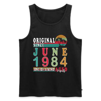 Juni 1984 | Geburtstag 1984 Jahrgang Juni 1984 - Männer Premium Bio Tank Top - Schwarz - Vorne - AI Model Male 178 light (178cm)
