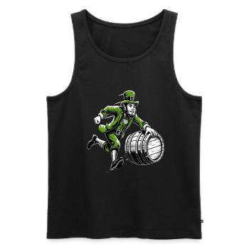 Leprechaun poussant le tonneau (Leprechaun irlandais) - Débardeur bio Premium Homme - noir - Devant - Michal (187cm)