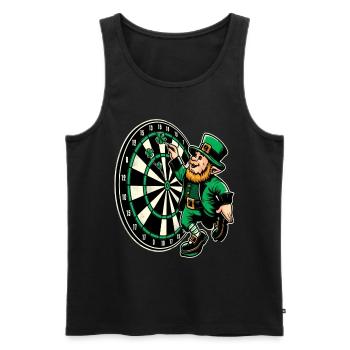Fléchettes jouant du lutin (lutin irlandais) - Débardeur bio Premium Homme - noir - Devant - AI Model Male 178 light (178cm)