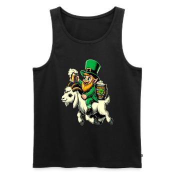 Lutin chevauchant une chèvre (lutin irlandais) - Débardeur bio Premium Homme - noir - Devant - AI Model Male 178 light (178cm)