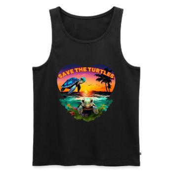 SAVE THE TURTLES - Men's Premium Organic Tank Top - black - Front - AI Model Male 178 light (178cm)