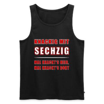 60. GEBURTSTAG 1964 KNACKIGE 60 - Männer Premium Bio Tank Top - Schwarz - Vorne - Michal (187cm)