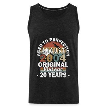 20th Anniversary August Year 2004 - Men's Premium Organic Tank Top - charcoal grey - Front - Alexander (188cm)