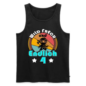4. Geburtstag Ninja 4 Jahre Ninja Kostüm Jungen - Männer Premium Bio Tank Top - Schwarz - Vorne - Michal (187cm)