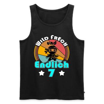 7. Geburtstag 7 Jahre Ninja Geschenk - Männer Premium Bio Tank Top - Schwarz - Vorne - Michal (187cm)