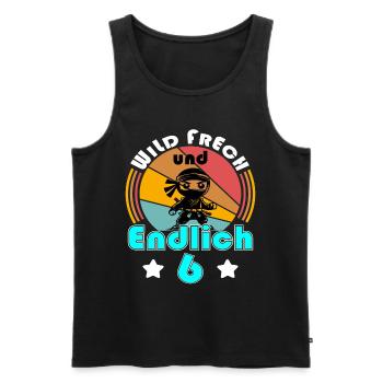 6. Geburtstag Ninja 6 Jahre Ninja Kostüm Jungen - Männer Premium Bio Tank Top - Schwarz - Vorne - Michal (187cm)