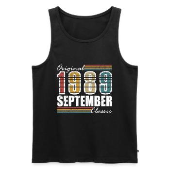 Retro 1989 September Vintage September 1989 - Men's Premium Organic Tank Top - black - Front - Michal (187cm)