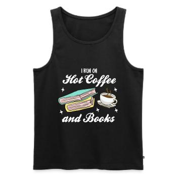 Drinking coffee, reading books, being happy - Men's Premium Organic Tank Top - black - Front - AI Model Male 178 light (178cm)