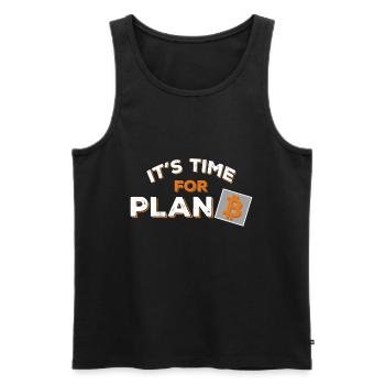 BTC Plan B - Men's Premium Organic Tank Top - black - Front - AI Model Male 178 light (178cm)