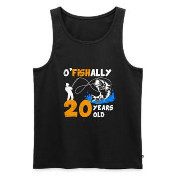 20e anniversaire pêcheur drôle de dicton - 20 ans - Débardeur bio Premium Homme - noir - Devant - AI Model Male 178 light (178cm)