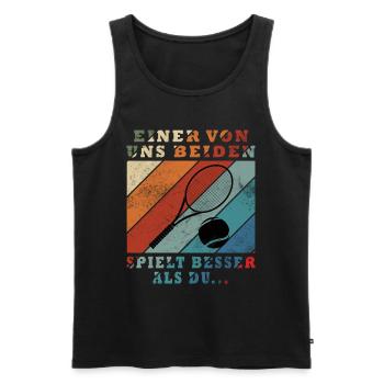 One of us plays tennis better than you - Men's Premium Organic Tank Top - black - Front - AI Model Male 178 light (178cm)