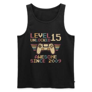 Original 2009 15 Jahre Level 15 freischalten - Männer Premium Bio Tank Top - Schwarz - Vorne - AI Model Male 178 light (178cm)