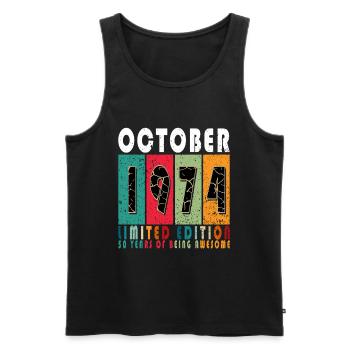 1974 October 1974 Birthday October 1974 Original - Men's Premium Organic Tank Top - black - Front - AI Model Male 178 light (178cm)