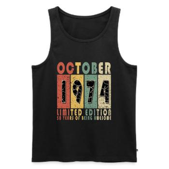 Jahrgang Oktober 1974 50 Jahre Jubiläum Geschenk - Männer Premium Bio Tank Top - Schwarz - Vorne - Michal (187cm)