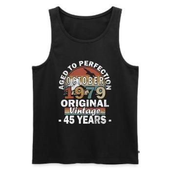 October 1979 Original:45th Anniversary Gift - Men's Premium Organic Tank Top - black - Front - AI Model Male 178 light (178cm)
