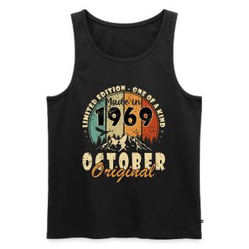 October 1969 Original:55 Years Anniversary Gift - Men's Premium Organic Tank Top - black - Front - AI Model Male 178 light (178cm)