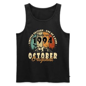 October 1994 Birthday Gift 1994 October - Men's Premium Organic Tank Top - black - Front - AI Model Male 178 light (178cm)