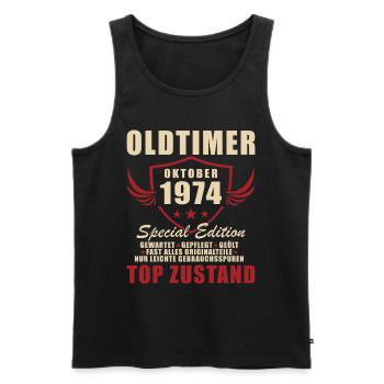 50. Jahrestag Oktober Jahr 1974 - Männer Premium Bio Tank Top - Schwarz - Vorne - Michal (187cm)