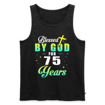75. Geburtstag Gott 75 Jahren - Männer Premium Bio Tank Top - Schwarz - Vorne - AI Model Male 178 light (178cm)