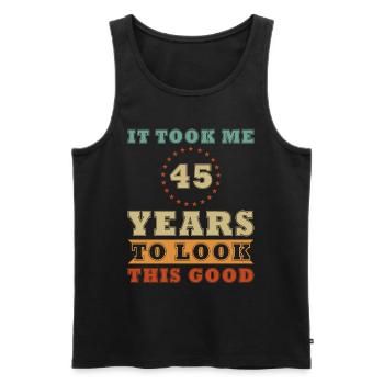45th Birthday 45 Years Vintage retro - Men's Premium Organic Tank Top - black - Front - Michal (187cm)