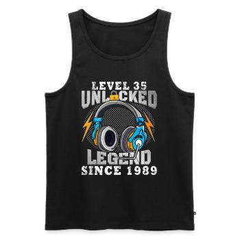 35. Geburtstag Level 35 unlocked - Männer Premium Bio Tank Top - Schwarz - Vorne - Michal (187cm)