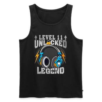 Niveau 11 Débloqué 11e anniversaire Gamer - Débardeur bio Premium Homme - noir - Devant - AI Model Male 178 light (178cm)