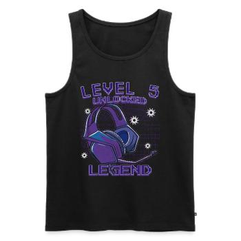 Level 5 Unlocked Gamer 5 Years - Men's Premium Organic Tank Top - black - Front - AI Model Male 178 light (178cm)