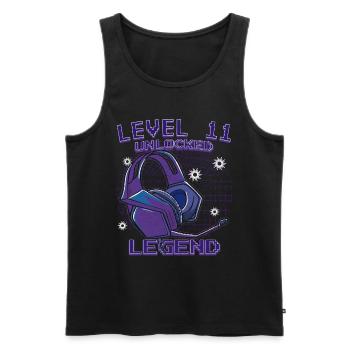 Level 11 Unlocked 11th Birthday Gamer retro - Men's Premium Organic Tank Top - black - Front - AI Model Male 178 light (178cm)