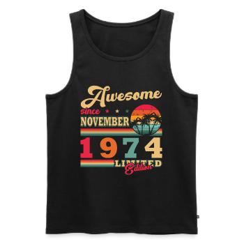 50. Jahrestag – Jahrgang – November 1974 - Männer Premium Bio Tank Top - Schwarz - Vorne - Michal (187cm)