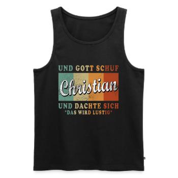 Christian Spruch Vorname Name Gut Besser Christian - Männer Premium Bio Tank Top - Schwarz - Vorne - Michal (187cm)