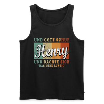 Henry Name Design - Männer Premium Bio Tank Top - Schwarz - Vorne - Michal (187cm)