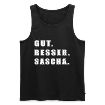 Sascha Name Spruch Geschenk Vorname Sascha - Männer Premium Bio Tank Top - Schwarz - Vorne - Michal (187cm)