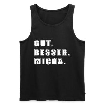 Micha Name Geschenk Spruch Lustig - Männer Premium Bio Tank Top - Schwarz - Vorne - AI Model Male 178 light (178cm)