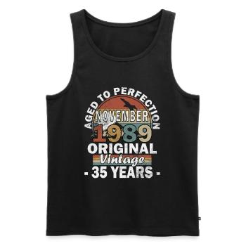 November 1989, In November 1989, legends were - Men's Premium Organic Tank Top - black - Front - AI Model Male 178 light (178cm)