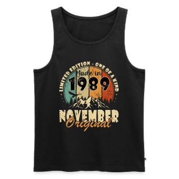 Novembre 1989 Anniversaire - Novembre 1989 Cadeau - Débardeur bio Premium Homme - noir - Devant - Michal (187cm)