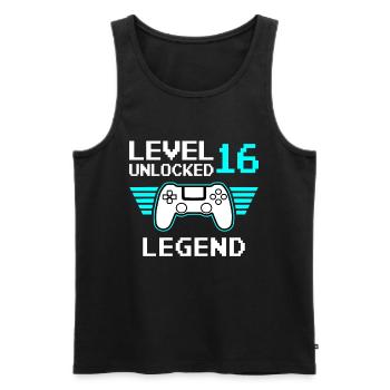 16th Birthday 16 Years Level 16 Unlocked Vintage - Men's Premium Organic Tank Top - black - Front - AI Model Male 178 light (178cm)
