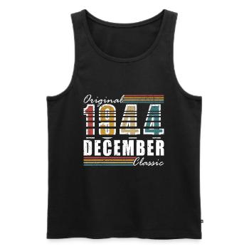 December 1944 - Great since December 1944 - Men's Premium Organic Tank Top - black - Front - AI Model Male 178 light (178cm)
