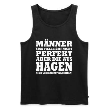 Männer sind nicht perfekt, aber die aus Hagen - Männer Premium Bio Tank Top - Schwarz - Vorne - AI Model Male 178 light (178cm)