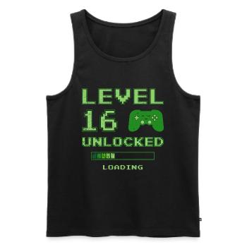 16th Birthday 16 Years Level 16 Unlocked Vintage - Men's Premium Organic Tank Top - black - Front - Michal (187cm)