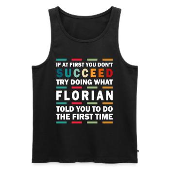 Florian Name Design - Men's Premium Organic Tank Top - black - Front - AI Model Male 178 light (178cm)